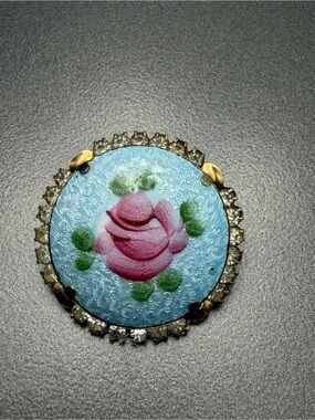 🔥2/$100 Vintage Guilloche Rose Brooch #242UB